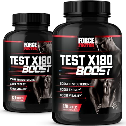 Force Factor Test X180 Boost, 2-Pack, Testosterone Booster and Energy Supplement for Men